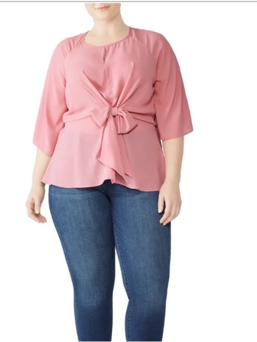 City Chic Rose-Pink Tie-Front Blouse